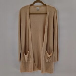 A New Day Open Cardigan Sweater Size Small Light Peach Long Sleeve Front Pockets
